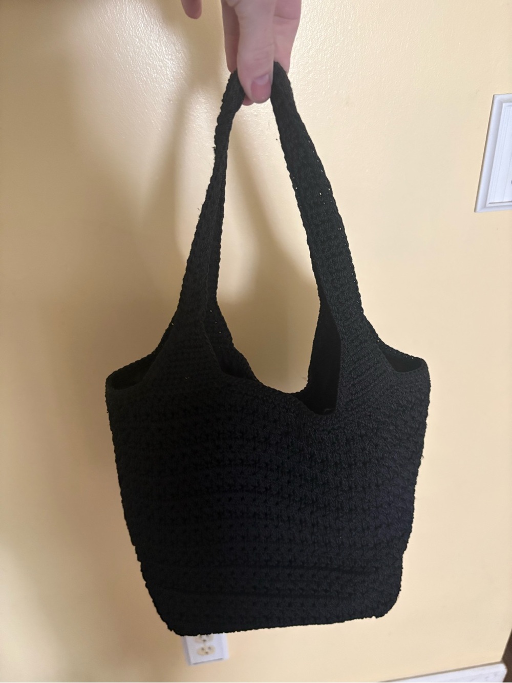 The Sak Black Crochet Tote Shoulder Bag